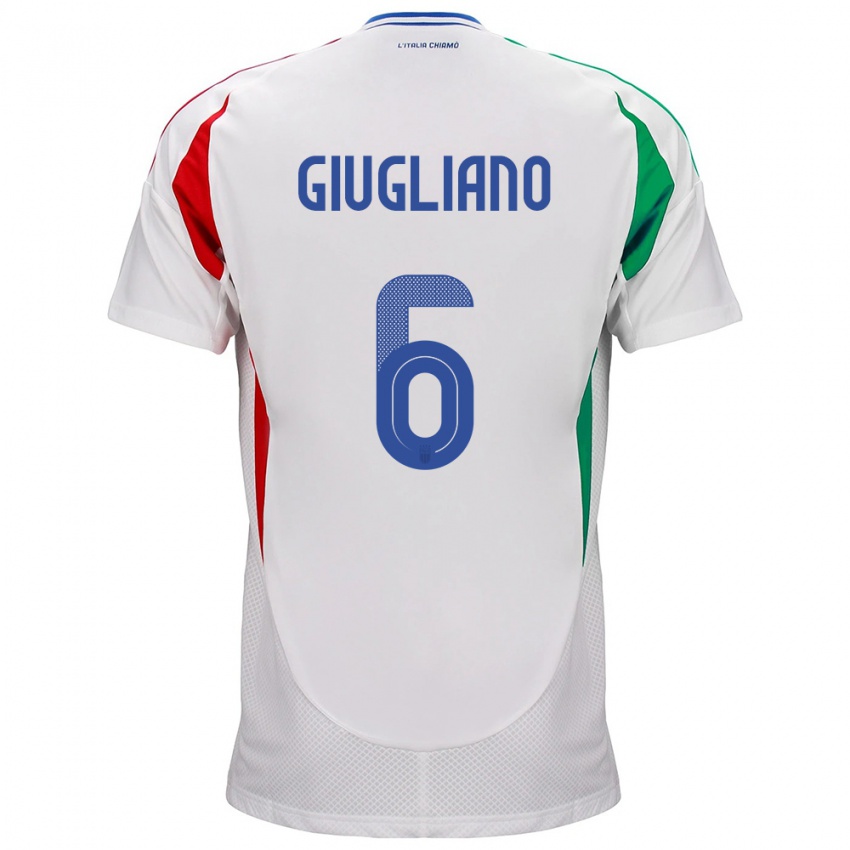 Hombre Camiseta Italia Manuela Giugliano #6 Blanco 2ª Equipación 24-26 La Camisa