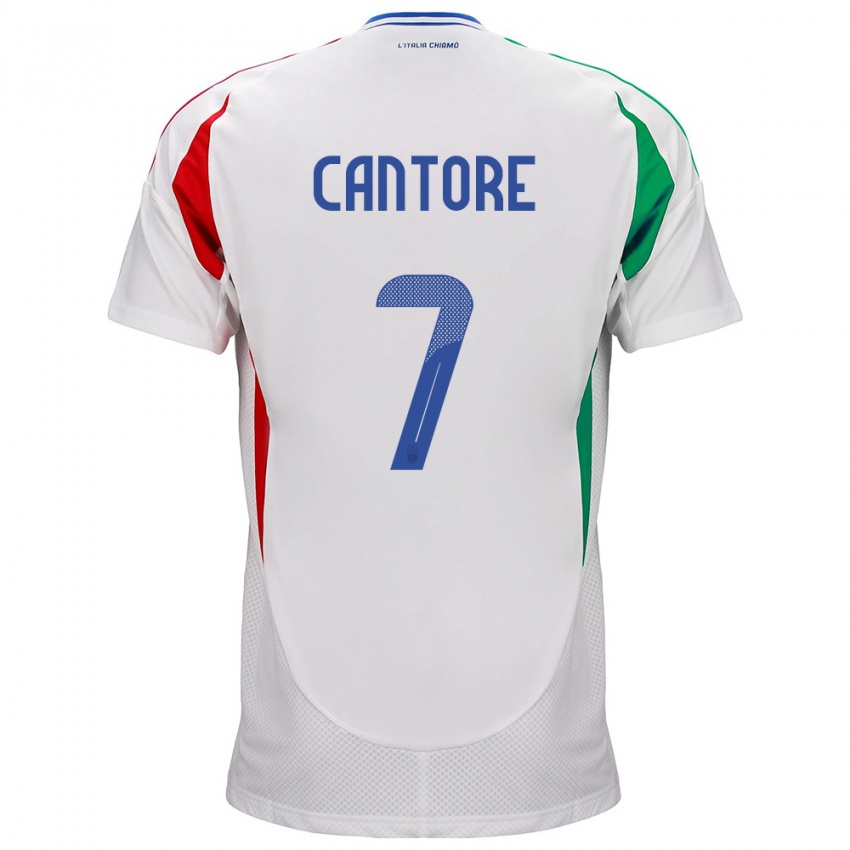 Hombre Camiseta Italia Sofia Cantore #7 Blanco 2ª Equipación 24-26 La Camisa