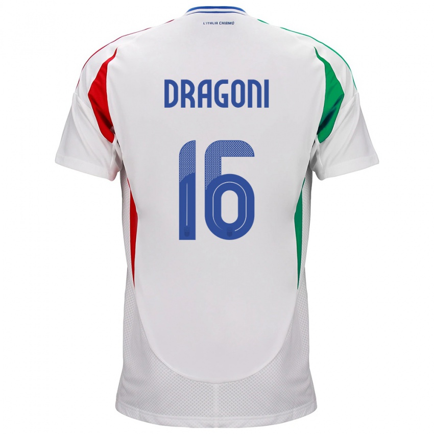 Hombre Camiseta Italia Giulia Dragoni #16 Blanco 2ª Equipación 24-26 La Camisa