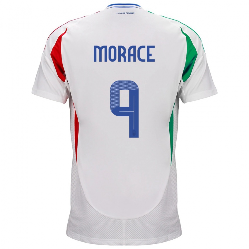 Hombre Camiseta Italia Carolina Morace #9 Blanco 2ª Equipación 24-26 La Camisa