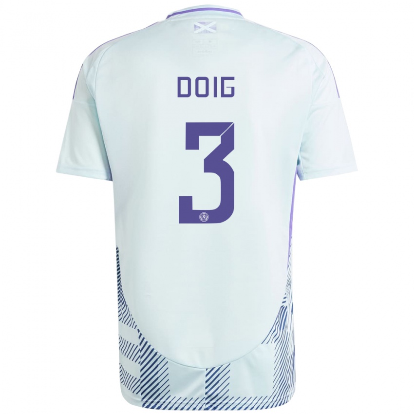 Hombre Camiseta Escocia Josh Doig #3 Azul Menta Claro 2ª Equipación 24-26 La Camisa