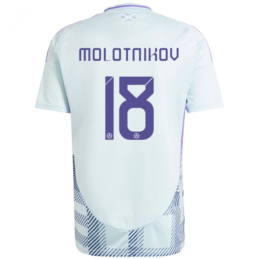 Hombre Camiseta Escocia Rudi Molotnikov #18 Azul Menta Claro 2ª Equipación 24-26 La Camisa