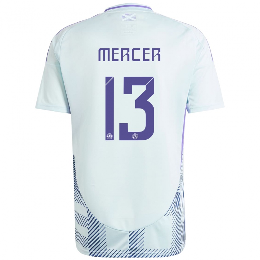 Hombre Camiseta Escocia Jamie Mercer #13 Azul Menta Claro 2ª Equipación 24-26 La Camisa