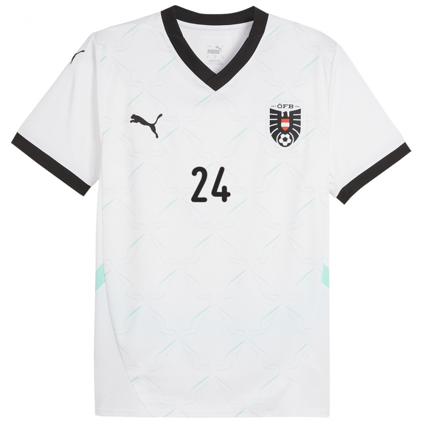 Hombre Camiseta Austria Julia Magerl #24 Blanco 2ª Equipación 24-26 La Camisa