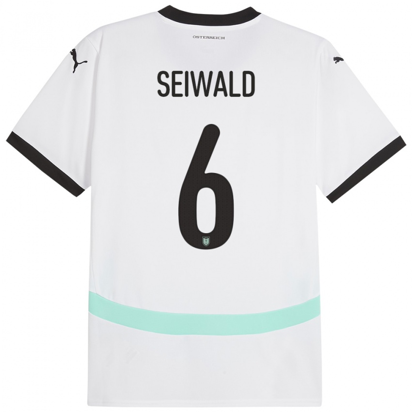 Hombre Camiseta Austria Nicolas Seiwald #6 Blanco 2ª Equipación 24-26 La Camisa