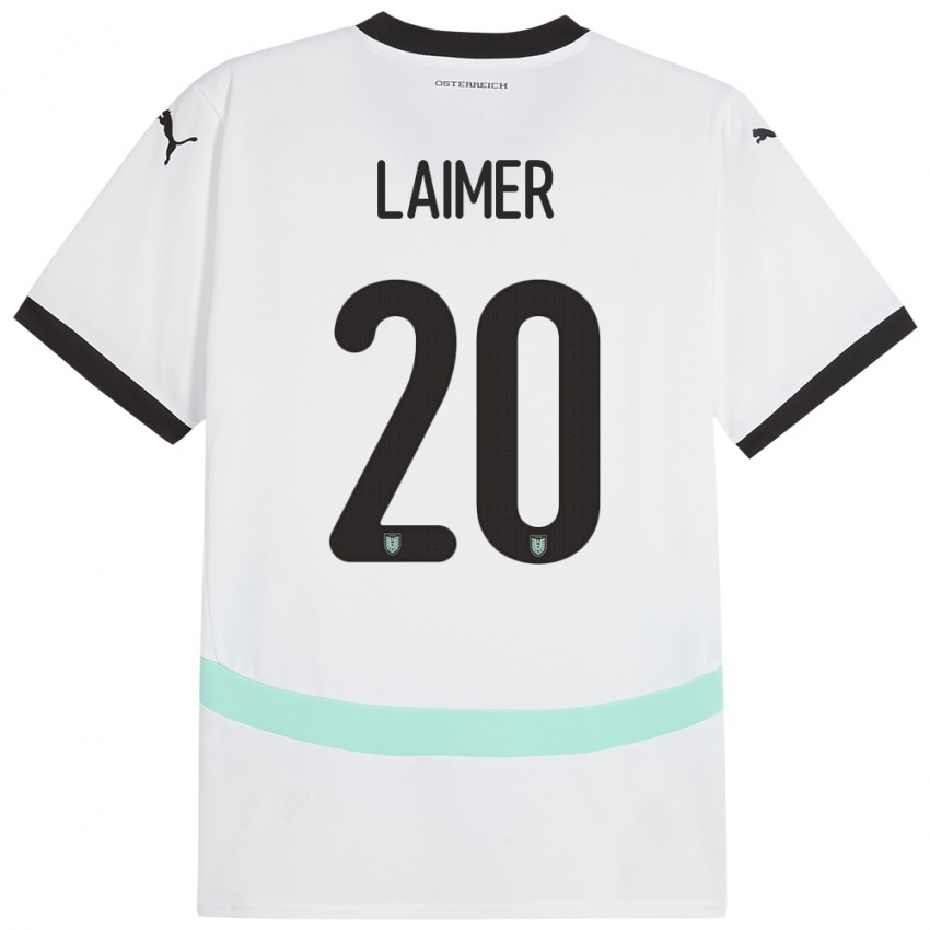 Hombre Camiseta Austria Konrad Laimer #20 Blanco 2ª Equipación 24-26 La Camisa