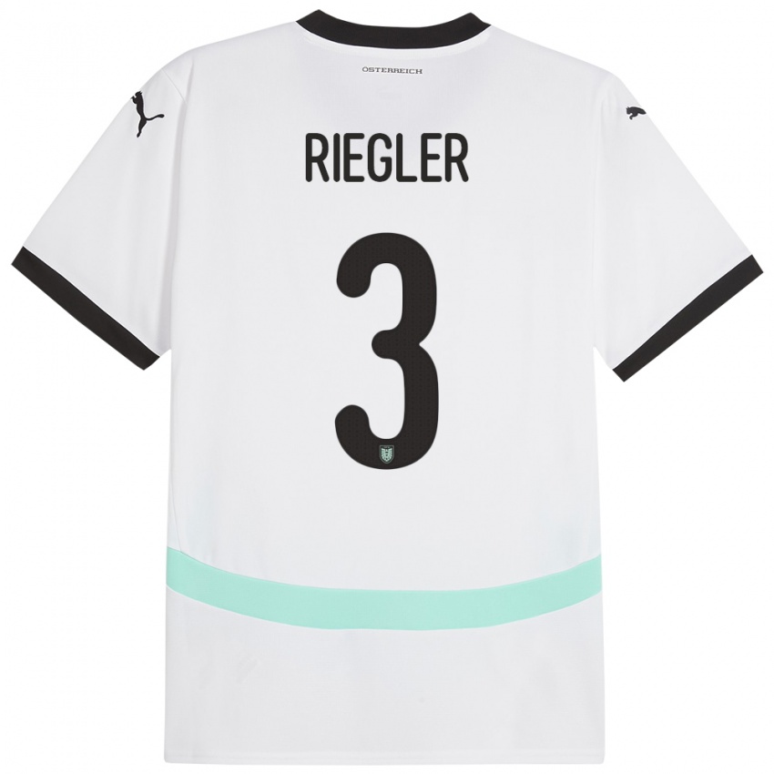 Hombre Camiseta Austria David Riegler #3 Blanco 2ª Equipación 24-26 La Camisa