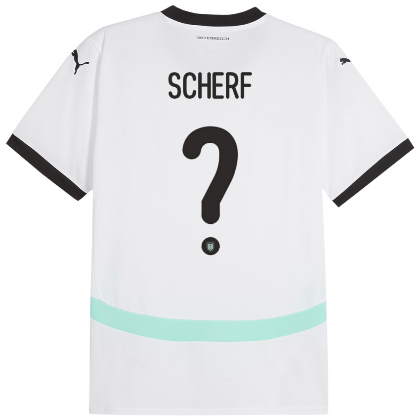 Hombre Camiseta Austria Elias Scherf #0 Blanco 2ª Equipación 24-26 La Camisa