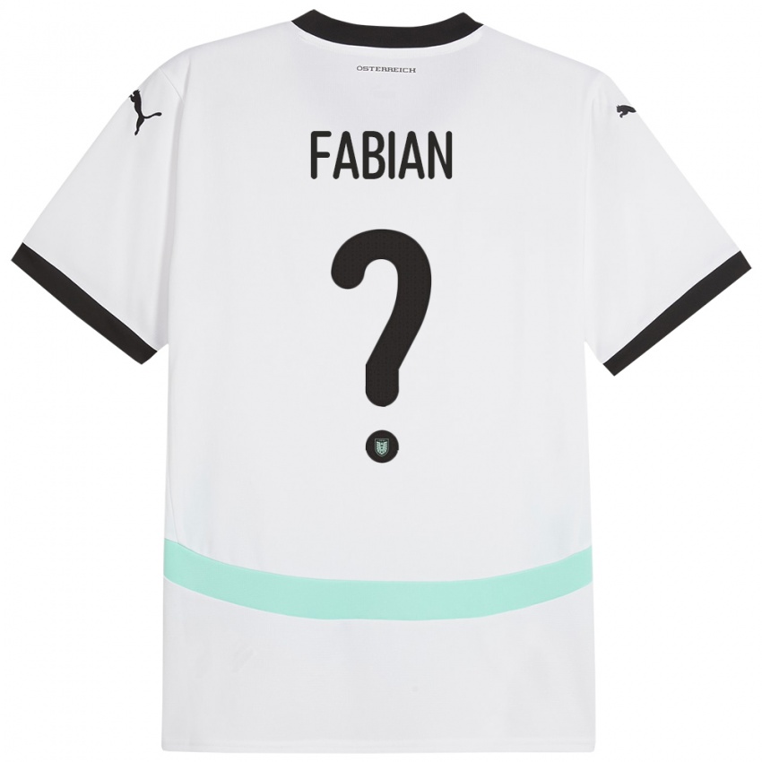 Hombre Camiseta Austria Lukas Fabian #0 Blanco 2ª Equipación 24-26 La Camisa