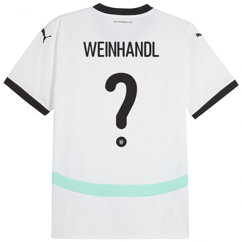 Hombre Camiseta Austria Luca Weinhandl #0 Blanco 2ª Equipación 24-26 La Camisa