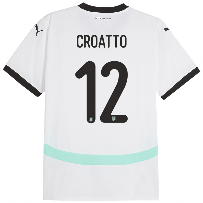 Hombre Camiseta Austria Michela Croatto #12 Blanco 2ª Equipación 24-26 La Camisa