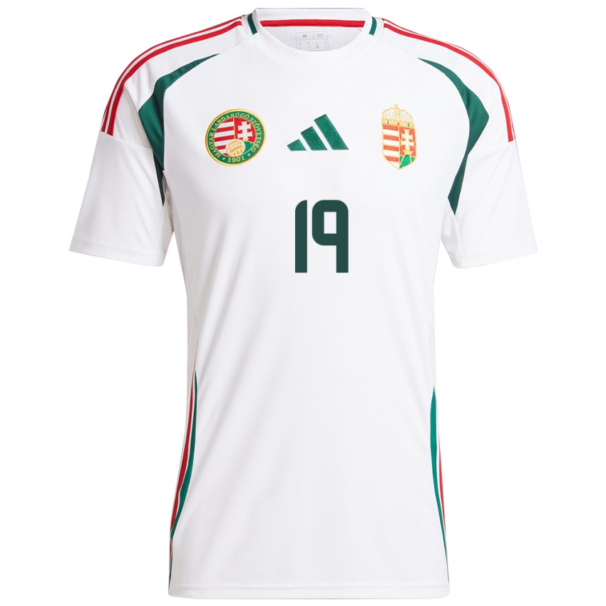 Hombre Camiseta Hungría Daniel Barna #19 Blanco 2ª Equipación 24-26 La Camisa