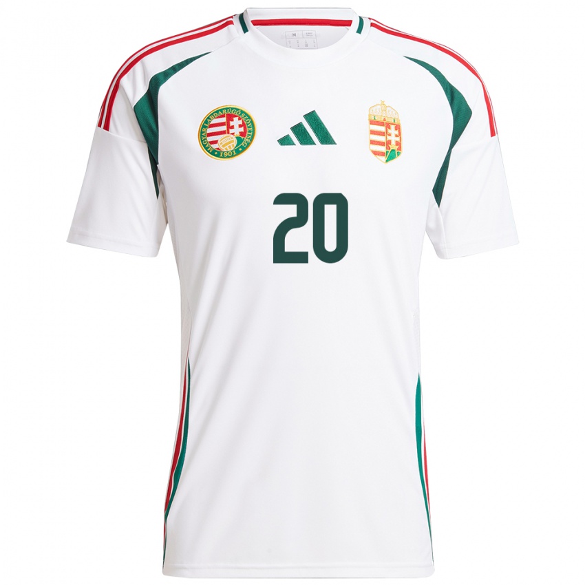 Hombre Camiseta Hungría Kinga Sikler #20 Blanco 2ª Equipación 24-26 La Camisa