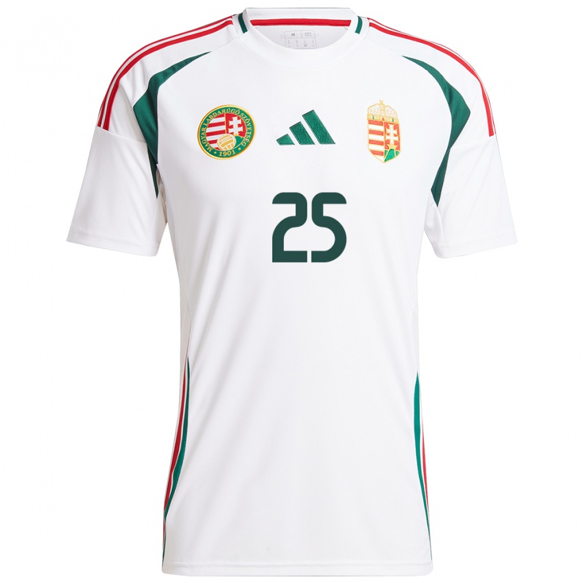 Hombre Camiseta Hungría Gábor Szalai #25 Blanco 2ª Equipación 24-26 La Camisa