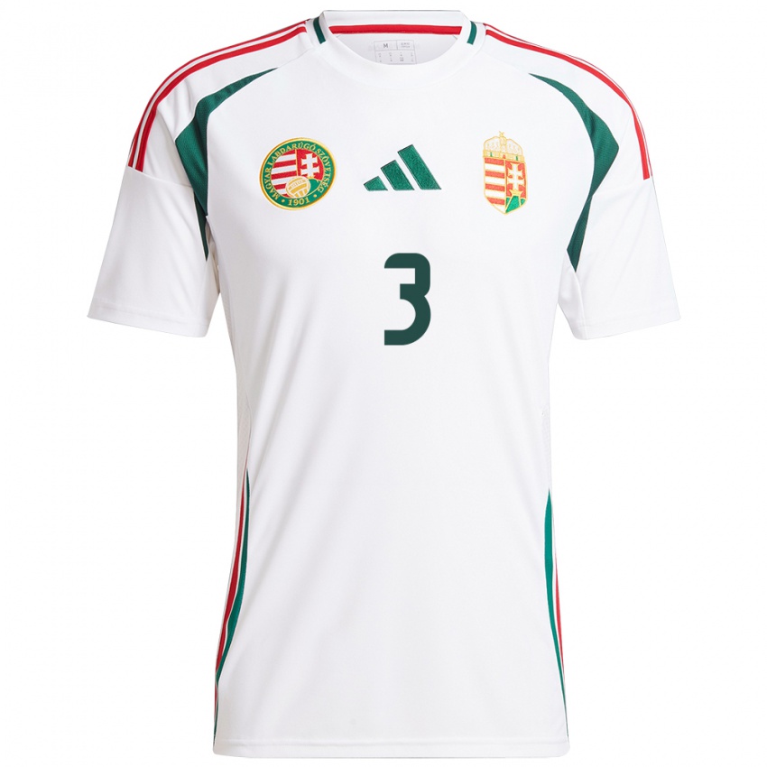 Hombre Camiseta Hungría Laura Palakovics #3 Blanco 2ª Equipación 24-26 La Camisa