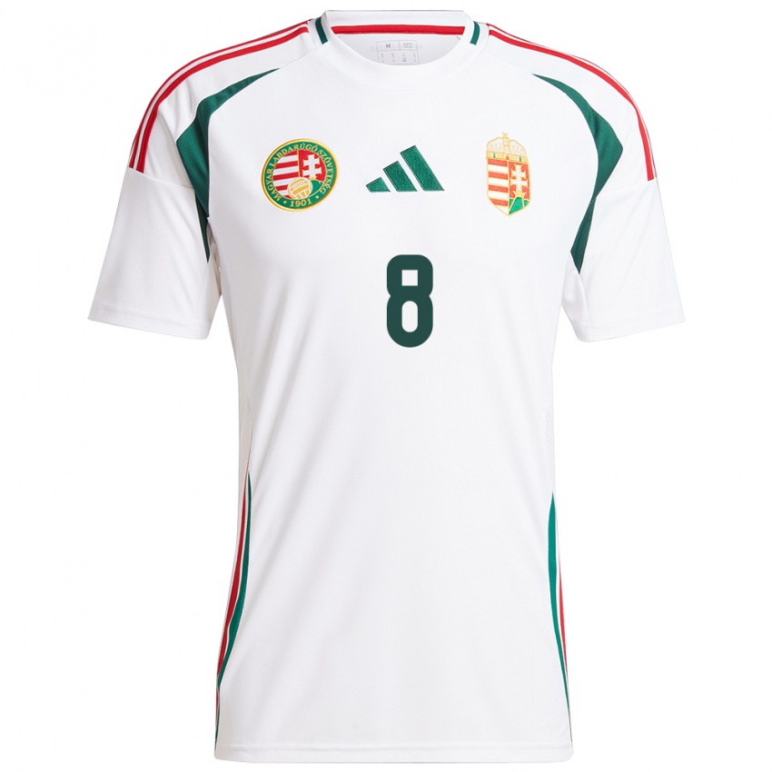 Hombre Camiseta Hungría Viktória Szabó #8 Blanco 2ª Equipación 24-26 La Camisa