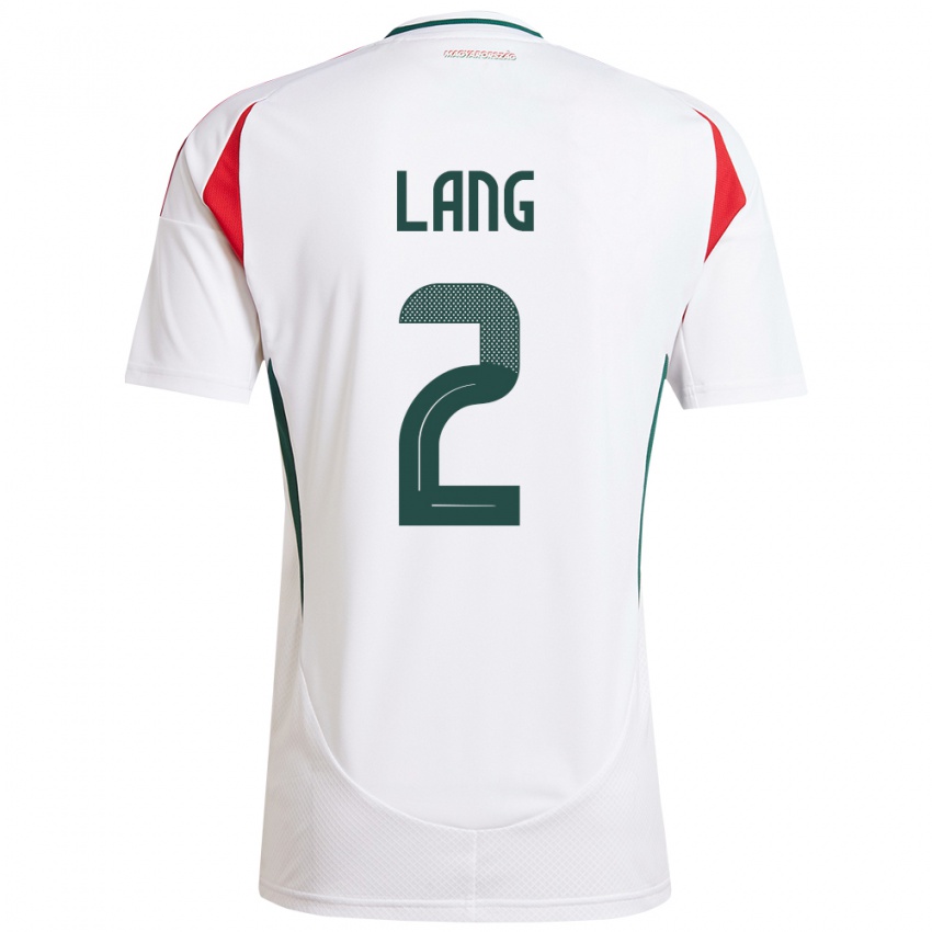 Hombre Camiseta Hungría Ádám Lang #2 Blanco 2ª Equipación 24-26 La Camisa