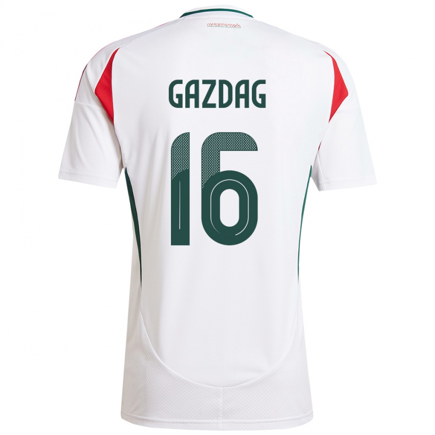 Hombre Camiseta Hungría Dániel Gazdag #16 Blanco 2ª Equipación 24-26 La Camisa