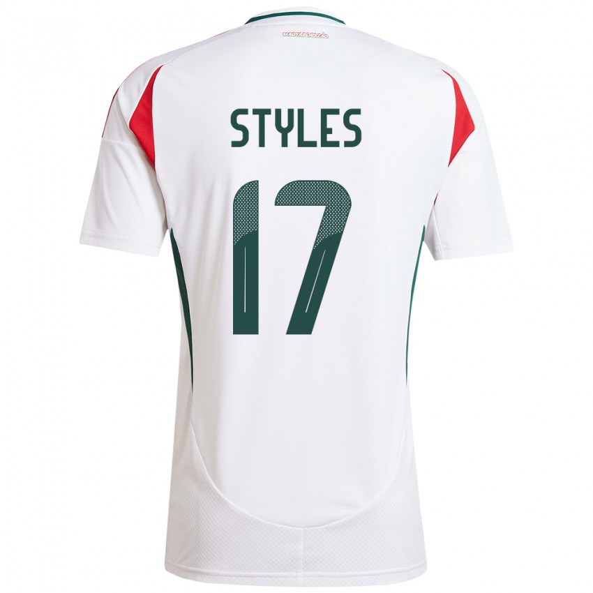 Hombre Camiseta Hungría Callum Styles #17 Blanco 2ª Equipación 24-26 La Camisa