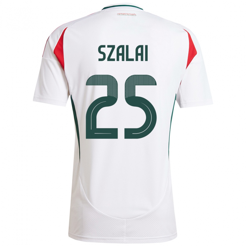 Hombre Camiseta Hungría Gábor Szalai #25 Blanco 2ª Equipación 24-26 La Camisa