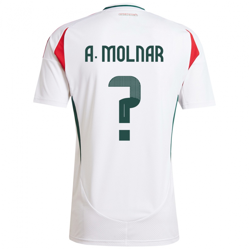 Hombre Camiseta Hungría Ádin Molnár #0 Blanco 2ª Equipación 24-26 La Camisa