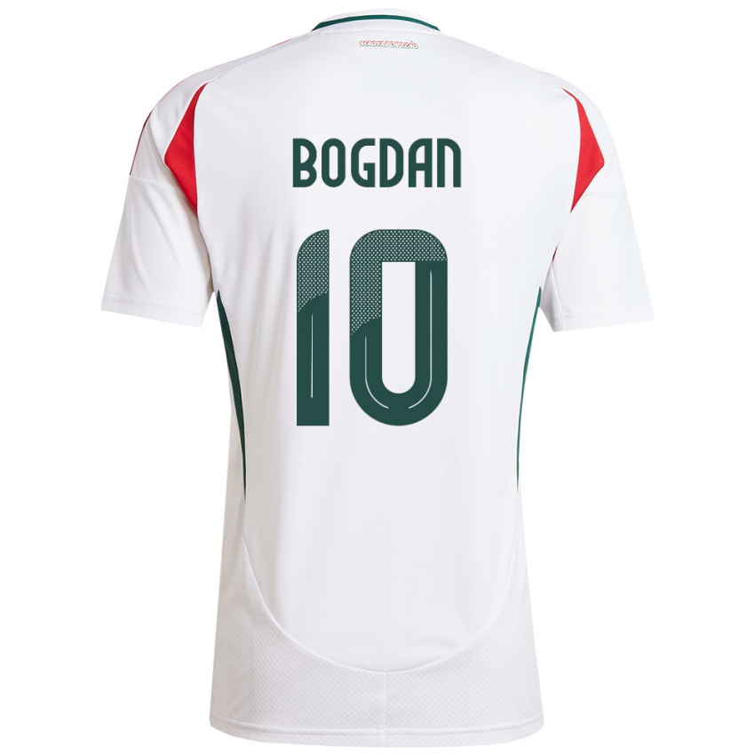 Hombre Camiseta Hungría Hunor Bogdán #10 Blanco 2ª Equipación 24-26 La Camisa