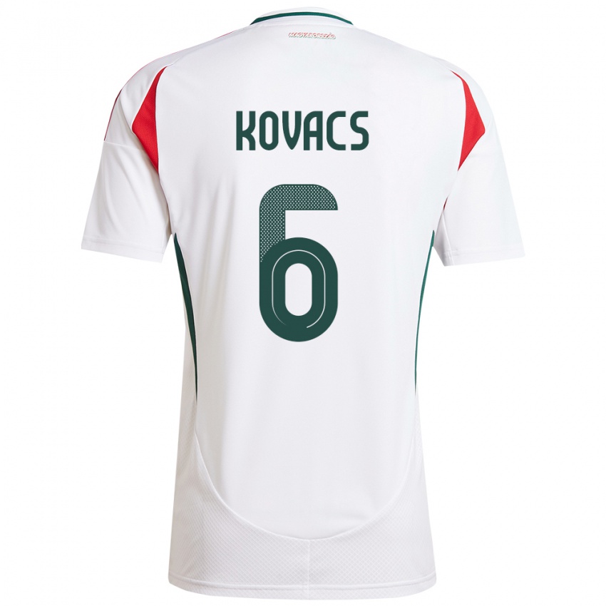 Hombre Camiseta Hungría Noel Kovács #6 Blanco 2ª Equipación 24-26 La Camisa