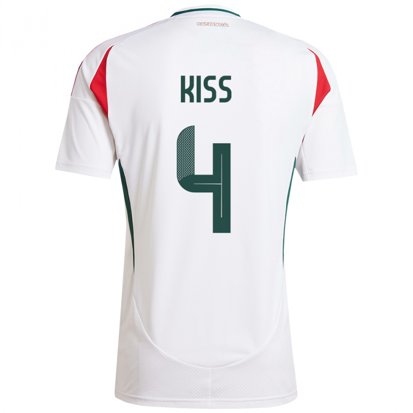 Hombre Camiseta Hungría Bálint Kiss #4 Blanco 2ª Equipación 24-26 La Camisa