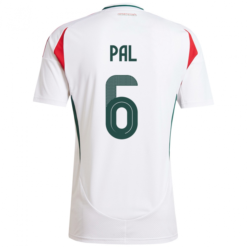 Hombre Camiseta Hungría Barna Pál #6 Blanco 2ª Equipación 24-26 La Camisa