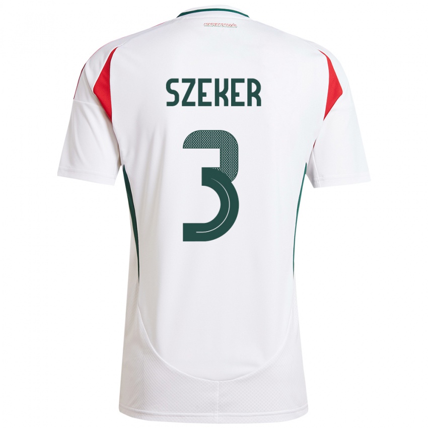 Hombre Camiseta Hungría Botond Szekér #3 Blanco 2ª Equipación 24-26 La Camisa