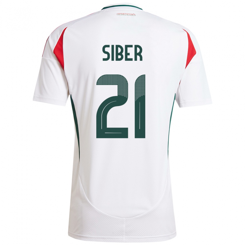 Hombre Camiseta Hungría Glória Siber #21 Blanco 2ª Equipación 24-26 La Camisa