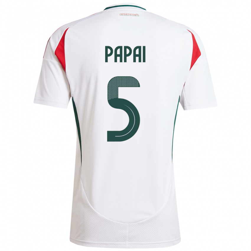 Hombre Camiseta Hungría Emőke Pápai #5 Blanco 2ª Equipación 24-26 La Camisa