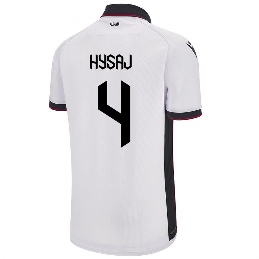 Hombre Camiseta Albania Elseid Hysaj #4 Blanco 2ª Equipación 24-26 La Camisa