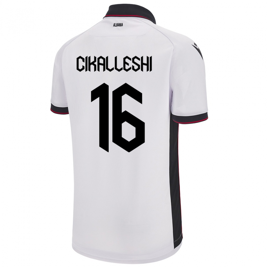 Hombre Camiseta Albania Sokol Cikalleshi #16 Blanco 2ª Equipación 24-26 La Camisa