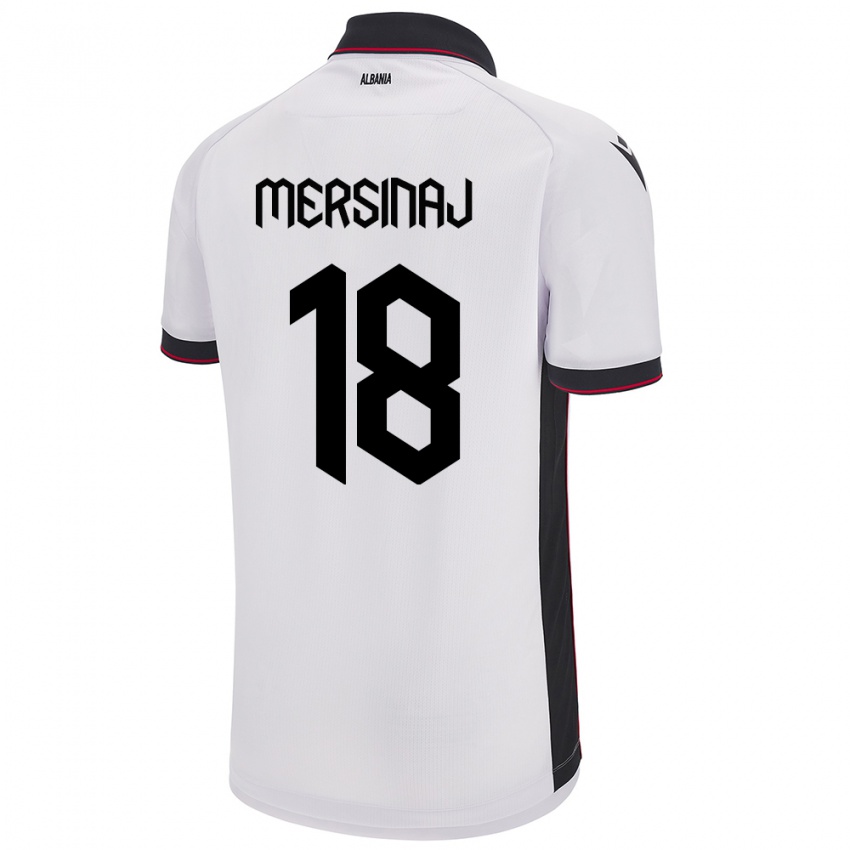 Hombre Camiseta Albania Jon Mersinaj #18 Blanco 2ª Equipación 24-26 La Camisa