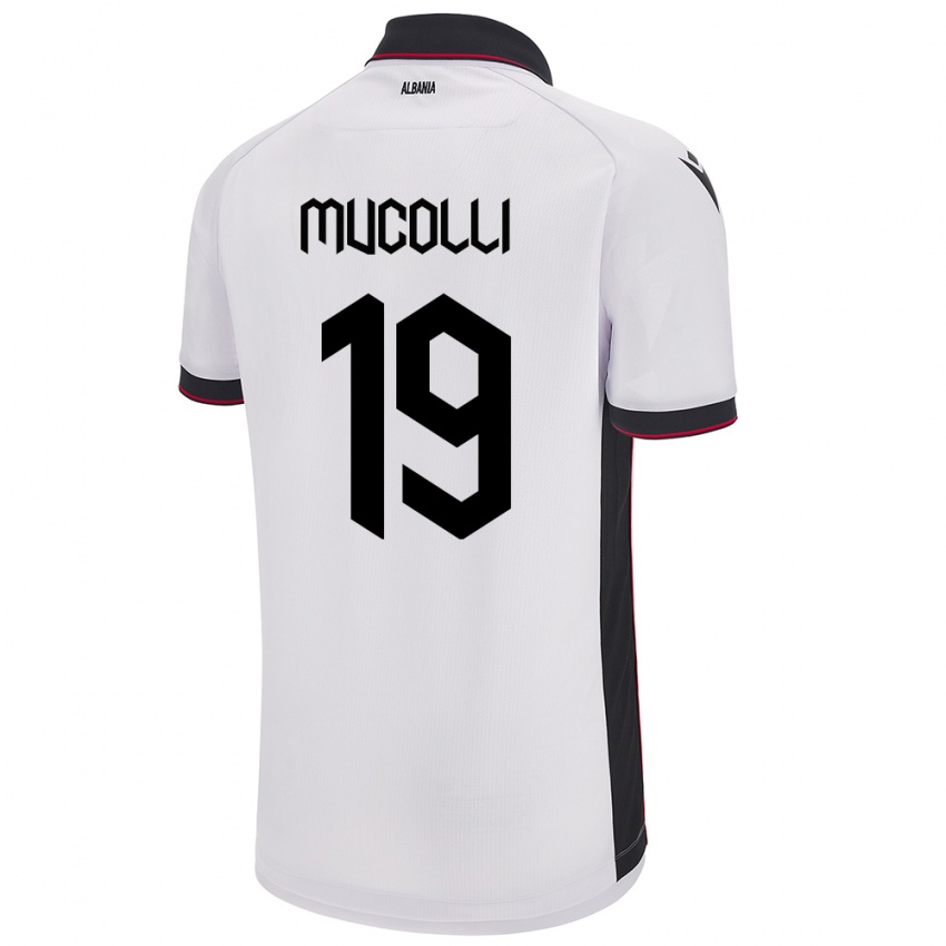 Hombre Camiseta Albania Arbnor Mucolli #19 Blanco 2ª Equipación 24-26 La Camisa