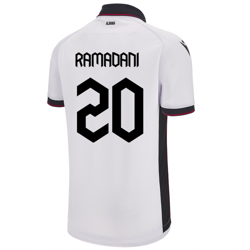 Hombre Camiseta Albania Ylber Ramadani #20 Blanco 2ª Equipación 24-26 La Camisa