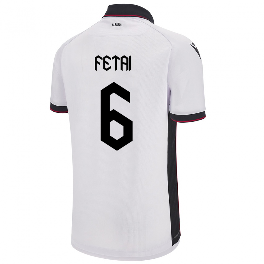 Hombre Camiseta Albania Feta Fetai #6 Blanco 2ª Equipación 24-26 La Camisa