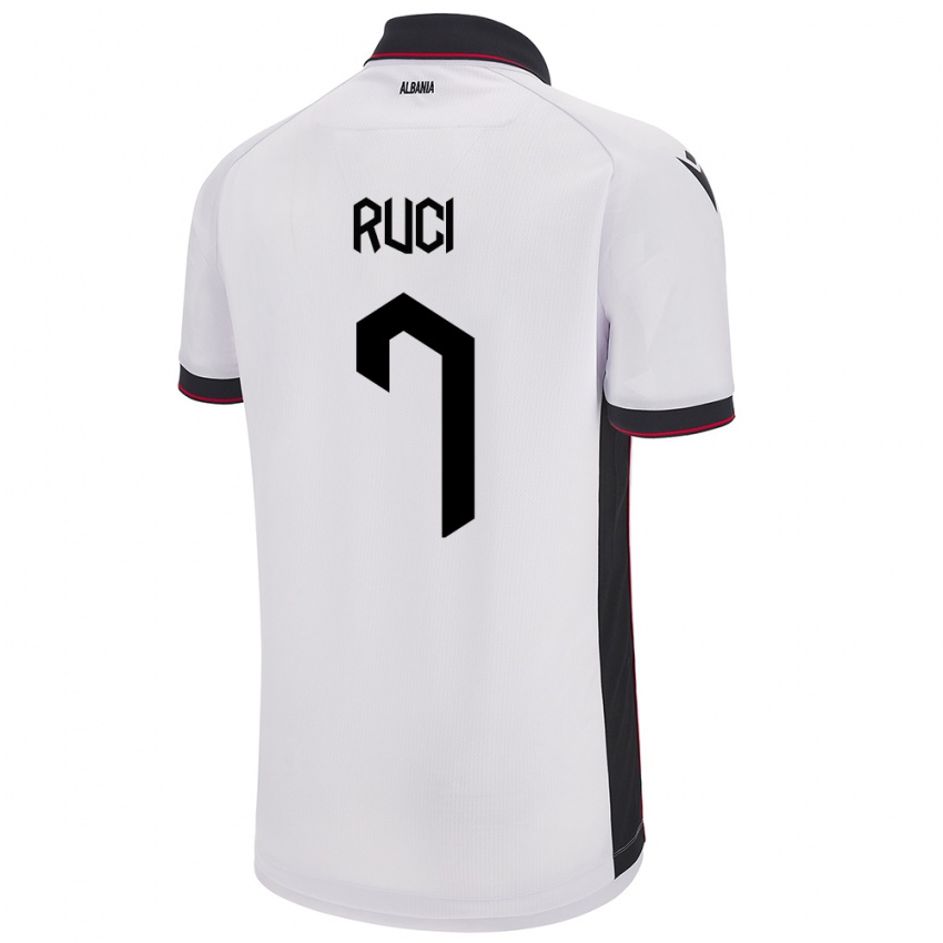 Hombre Camiseta Albania Flamur Ruci #7 Blanco 2ª Equipación 24-26 La Camisa