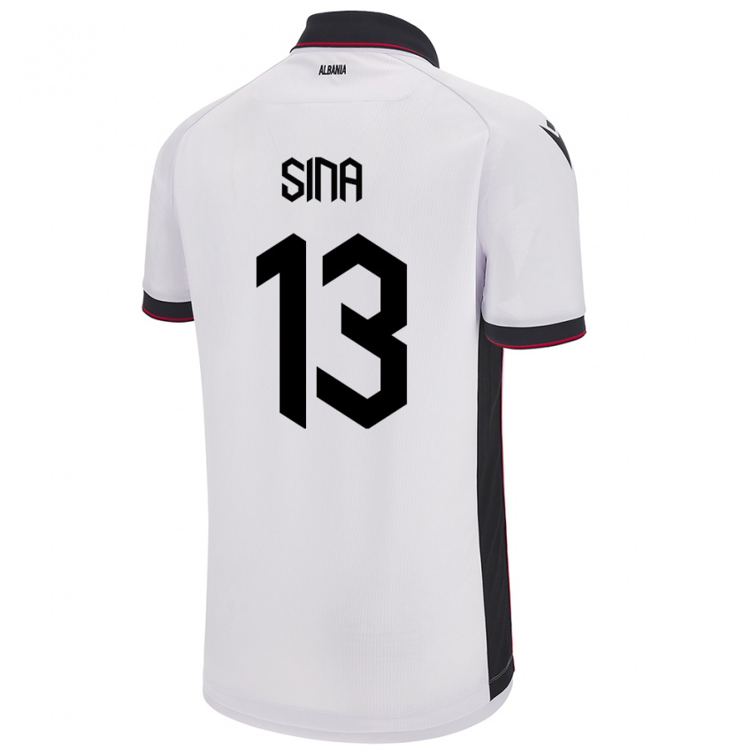Hombre Camiseta Albania Samuele Sina #13 Blanco 2ª Equipación 24-26 La Camisa