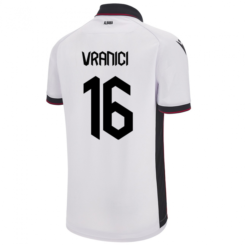 Hombre Camiseta Albania Dean Vranici #16 Blanco 2ª Equipación 24-26 La Camisa