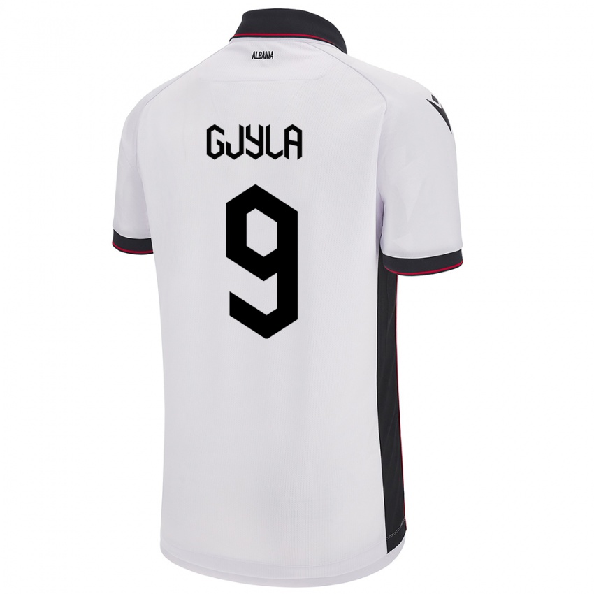 Hombre Camiseta Albania Brayan Gjyla #9 Blanco 2ª Equipación 24-26 La Camisa