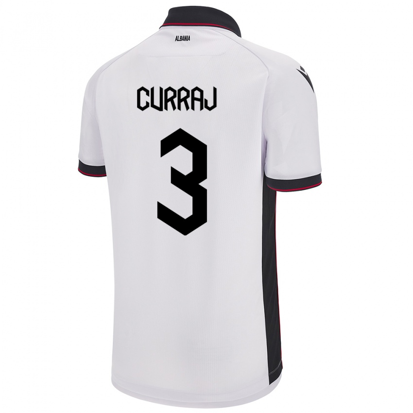 Hombre Camiseta Albania Arbenita Curraj #3 Blanco 2ª Equipación 24-26 La Camisa