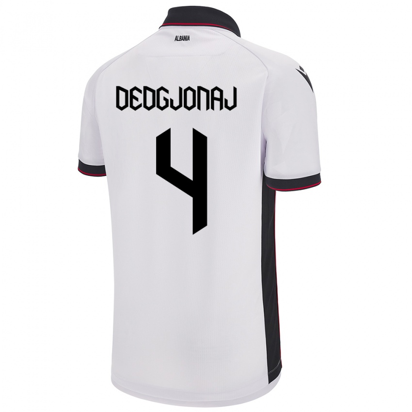 Hombre Camiseta Albania Leonora Dedgjonaj #4 Blanco 2ª Equipación 24-26 La Camisa