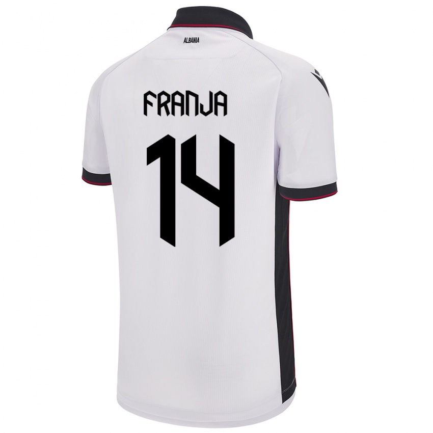 Hombre Camiseta Albania Ezmiralda Franja #14 Blanco 2ª Equipación 24-26 La Camisa