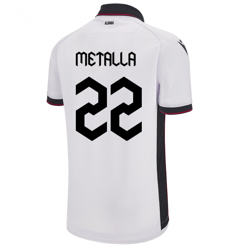 Hombre Camiseta Albania Mikaela Metalla #22 Blanco 2ª Equipación 24-26 La Camisa