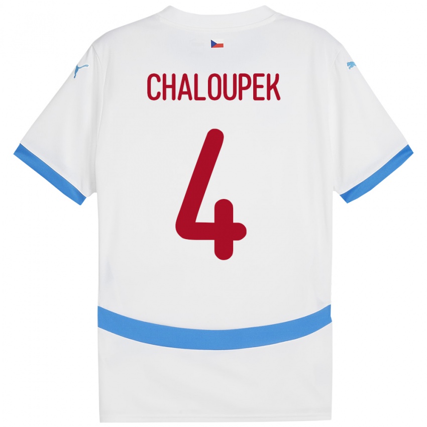 Hombre Camiseta Chequia Stepan Chaloupek #4 Blanco 2ª Equipación 24-26 La Camisa