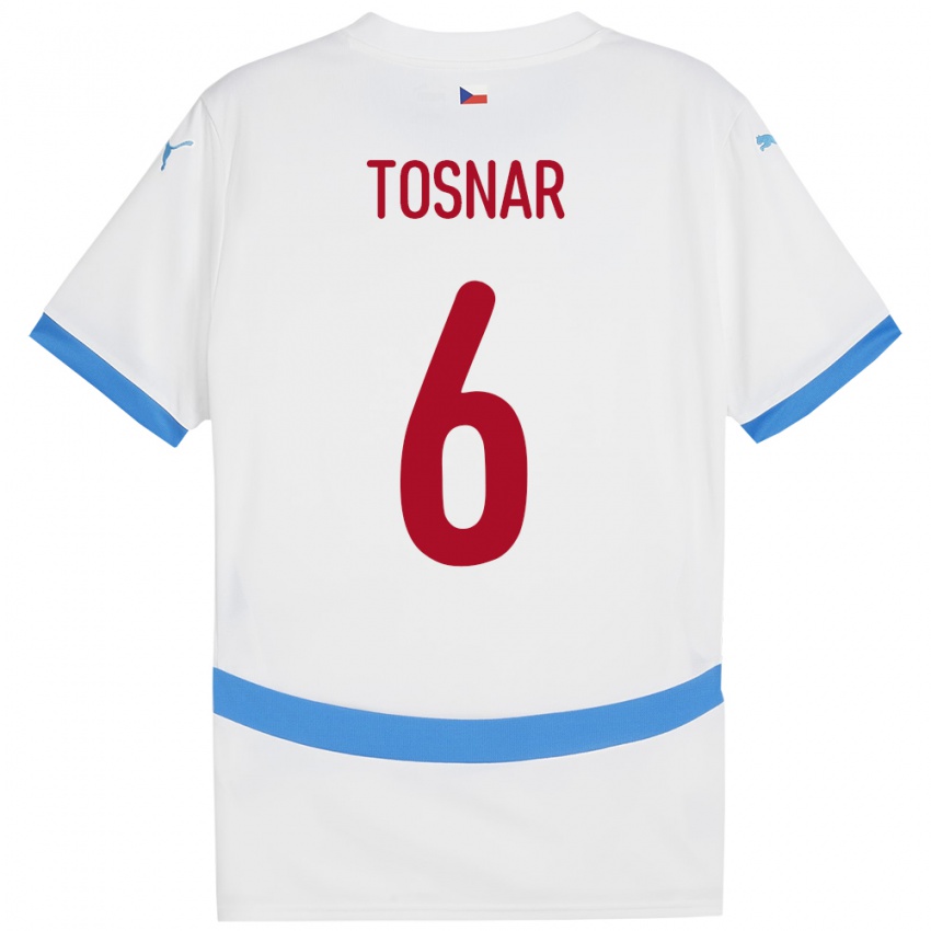 Hombre Camiseta Chequia Jakub Tosnar #6 Blanco 2ª Equipación 24-26 La Camisa