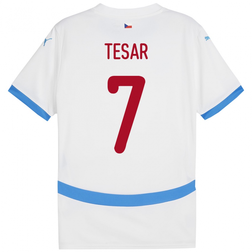 Hombre Camiseta Chequia Simon Tesar #7 Blanco 2ª Equipación 24-26 La Camisa