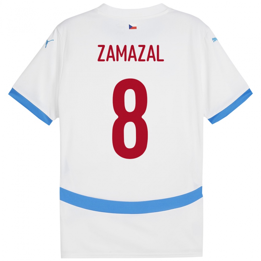 Hombre Camiseta Chequia Denis Zamazal #8 Blanco 2ª Equipación 24-26 La Camisa